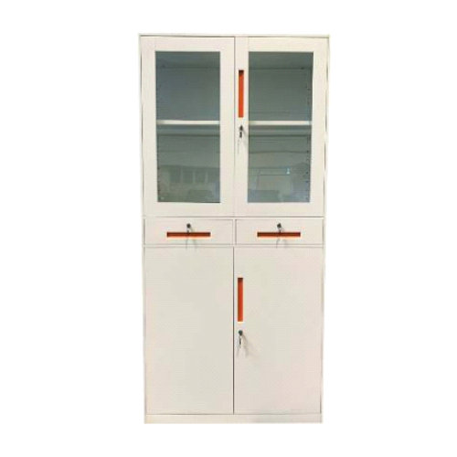 ASC-03 - GLASS SWING DOOR METAL CABINET & DRAWER WITH KEY LOCK