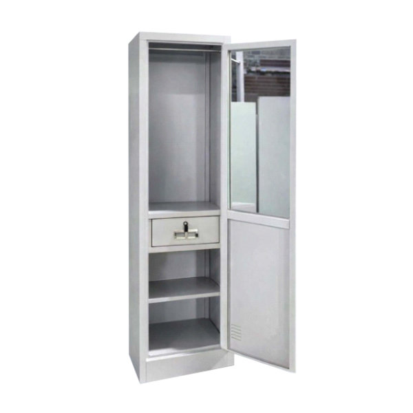 ASL-511 - 1 DOOR LOCKER WITH DRAWER & MIRROR / HANGING ROD