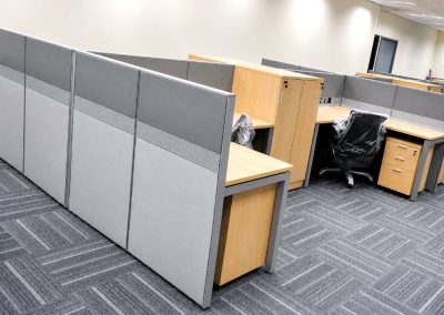 L-Shaped Table with Fabric Partition