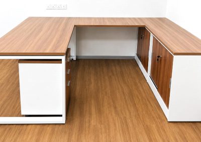 U Shaped Table with Drawer and Cabinet