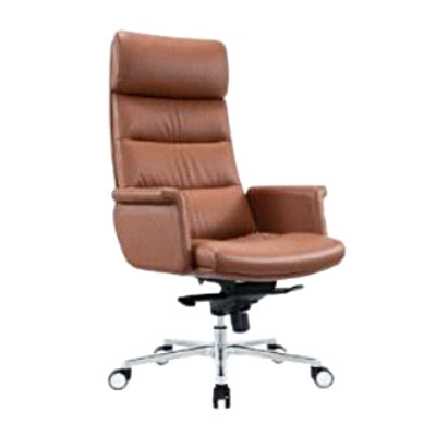 OC-297A-PU HIGHBACK OFFICE CHAIR (LEATHER) CHROME ROLLER CHAIR BASE