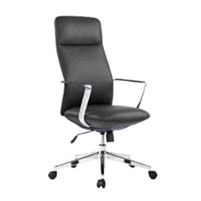OC-527A-PU HIGHBACK OFFICE CHAIR (LEATHER) CHROME ROLLER CHAIR BASE