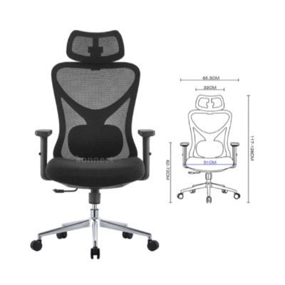 OC-KEXO HIGHBACK OFFICE CHAIR (MESH) WITH ALUMINIUM ROLLER CHAIR BASE